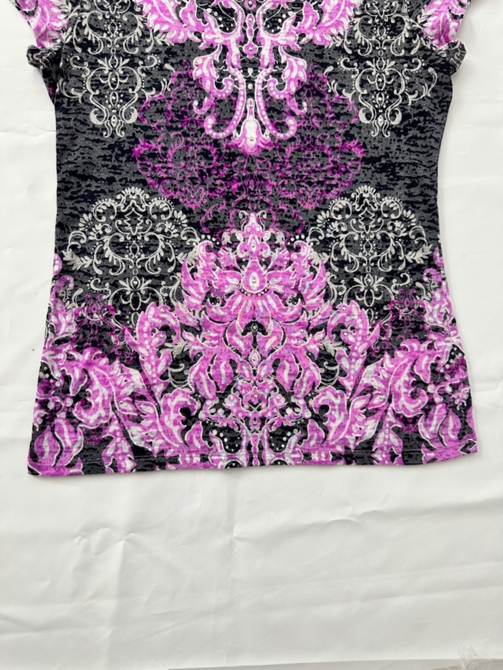 INC International Concepts Pink Black Baroque Rhinestone Detail Top Size M - Picture 6 of 16